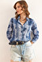 Women's Indigo Color Transition Textured Regular Fit Shirt Gml- 19001297