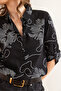 Women's Chain Black Sleeve Fold Linen Shirt Gml- 19000825 - 6