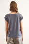 Women's Smoked Silver Stitching Detailed V-Neck Knitted Viscose Blouse Blz-19002659 - 2
