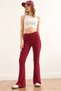 Women's Burgundy Folded Waist Spanish Flared Soft Taty Tyt-19000091