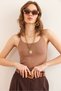 Women's Milky Brown Rope Strap Bodysuit with Six Snaps Bdy- 00000055 - 3