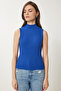 Women's Dark Blue Turtleneck Cotton Knitted Blouse GT00004 - 4