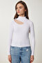 Women's Lilac White 2'Li Pack Cut Out Detailed Ribbed Knitted Blouse Gt00235 - 8