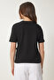 Women's Black Bow Cotton Knitted T-Shirt Cr00453 - 5