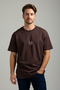 Koyu Kahverengi Regular/Normal Kesim Kurt Nakışlı %100 T-Shirt TMNSS24TS00056 - 3