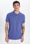 Men's Slim Fit Slim Fit 100% Cotton Dark Lilac Polo Neck T-Shirt