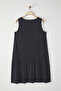 Anthracite Draped Comfortable Modal Single Jersey Knitted Plus Size Dress Tbbss25Ah00138 - 8