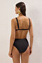 Siyah Üçgen Kaplı Yüksek Bel Regular Basic Bikini Takımı TBESS25BT00185 - 6