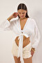 Ekru Dokuma Plaj Crop Bluz TBESS25BZ00008 - 3