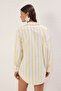 Beach Wear Yellow Striped Woven Maxi Shirt Tbess22Go0664 - 4