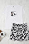 Ecru Animal Patterned Knitted Pajamas Set Tbbss25Ai00066 - 2
