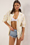 Beach Wear Yellow Striped Woven Maxi Shirt Tbess22Go0664