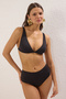 Siyah Üçgen Kaplı Yüksek Bel Regular Basic Bikini Takımı TBESS25BT00185 - 4