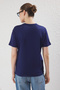 Lacivert %100 Pamuk Regular/Normal Kalıp Takma Yaka Detaylı  Örme T-Shirt TWOSS25TS00181 - 4