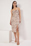 Bej Leopar Desenli Midi  Dokuma Elbise TWOSS23EL00188 - 2
