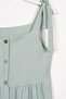 Strappy Front Buttoned Green Color Girl's Dress - 2