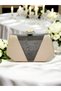 Nude Color Satin Platinum Stone Evening Dress Bag Evening Bag Engagement Wedding Bag - 5