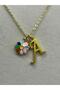 A Letter Necklace - with Flower Charm and Letter Chain - 2