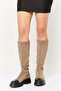 Women Slip On High Calf-Length Boots, Khaki
