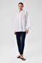 White Balloon Sleeve Button Detailed Blouse