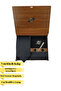 Matte Black Tie with Wooden Box - Pocket Square - Cufflinks - Tie Clip - Socks Set