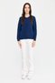 Women's Crew Neck Knitwear Wool Cardigan 21031 Indigo - 2