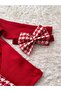 BABY CHILD RED HOUNDSTOOTH SKIRT BLOUSE AND BANDANA SET TOP AND BOTTOM SET - 4