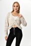 Women's Knitwear Knitted Sweater with Gather Detail on the Front - 4