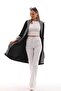 Women's Long Trench Coat with Collar Cuffs and Drawstring Waist 255247 - - 2