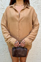 Boyfriend Loose Fit Linen Look Ayrobin Camel Color Shirt - 6