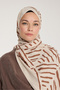 Pure Tone Shawl - V Pattern - Beige - Brown - 2