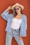 Women's Tassel Detailed Patterned Open Front Short Knitted Cardigan 245045 - - 2