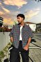 Front Pocket Detail Short Sleeve Green Plaid Oversize Shirt - 2