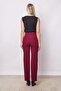 Women's High Waist Front Stitched Belt Buttoned Comfortable Leg Lightweight Lycra Fabric Office Trousers-Burgundy - 5