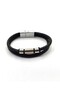 Leather Bracelet with Steel Apparatus and Magnet Lock - 2