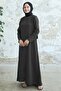 Anthracite Ferace with Leaf Pearls on Arms - 4