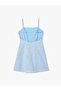 Back Low-Cut Linen Blended Thin Strap Women's Mini Dress - 4