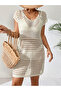 Openwork Pattern Bikini Top Crew Neck Sleeveless Beach Dress - 5