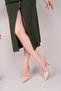 Women's Beige Patent Leather Buckle Stylish Comfortable High Heeled Shoes - 2
