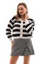 Women's Stripe Patterned Button Closure Knitwear Knitted Cardigan 255195 -