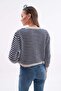 Women's Stripe Patterned Metal Buttoned Knitwear Knitted Cardigan 255210 - - 5