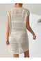 Openwork Pattern Bikini Top Crew Neck Sleeveless Beach Dress - 2