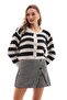 Women's Stripe Patterned Button Closure Knitwear Knitted Cardigan 255195 - - 2