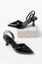 Short Heeled Banded Black Women's Shoes - 4