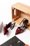 Short Heeled Strappy Burgundy Women's Shoes - 8