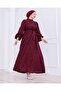 Imran Embroidered and Glitter Belted Dress-Pa9564 Burgundy