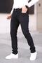 Men's Regular Fit Pipe Leg Zippered Lycra Jeans Black Washed
