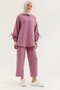 Sleeve Gathered Shirt Pants Double Suit Dusty Rose - 5
