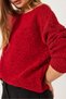 Women's Red Boat Neck Mesh Detail Openwork Knitwear Blouse 20251017 - 5