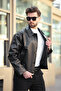 Oversize Buttoned Men's Leather Jacket / Water Repellent, Comfortable Fit, Tailored Cut - 6